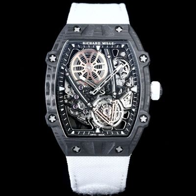 RICHARD MILLE RM27-05 Flying Tourbillon  Carbon fiber TPT White Strap Watch